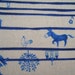SALE - Blue donkey in farm, fat quarter, pure cotton fabric