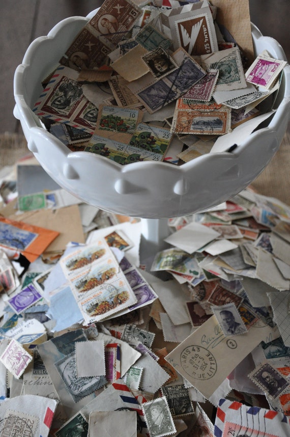 Items similar to Vintage Postal Stamps Set of 50 on Etsy