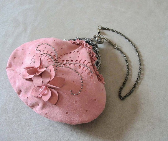 Items similar to OOAK Shabby Chic Suede Clutch VIOLA on Etsy