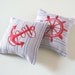 Organic Lavender Sachets NAUTICAL - Set of Two Red Embroidered Linen Cushions