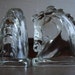Pair of Clear Glass Horse Head Bookends - Mid Century - by Federal Glass Co.