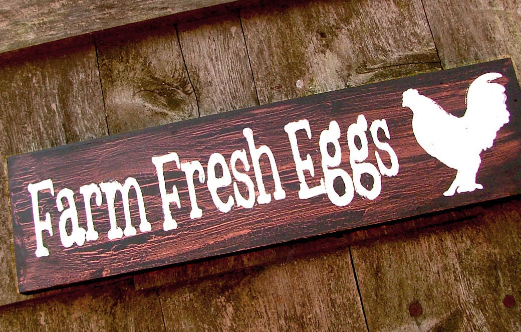 Farm Fresh Eggs Wooden Sign Aged Black and Copper