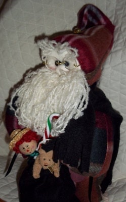 Burgundy Plaid Fleece Santa