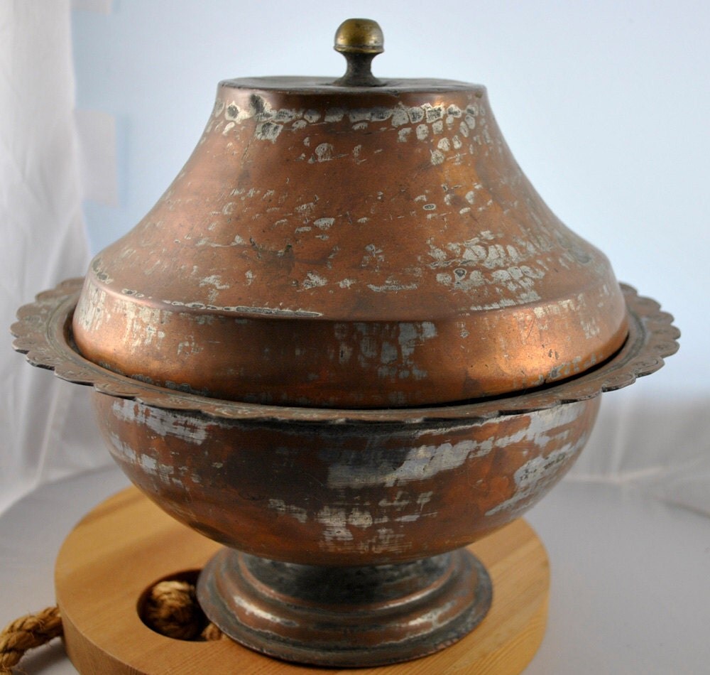 Large Copper Pot with Lid Turkish antique by WhositsandWhatnots