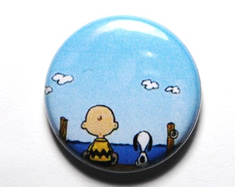 Charlie Brown and Snoopy - 1 inch Button, PIN or MAGNET
