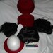 Vintage Doll Hat or Wig Case, Three Doll Wigs, Wig Head and Wig Pins.