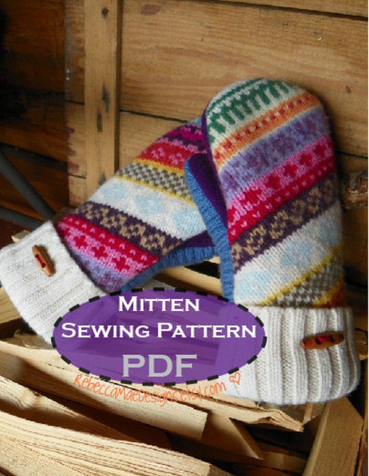 PDF MITTEN PATTERN sewing diy pattern by RebeccaMaeDesigns