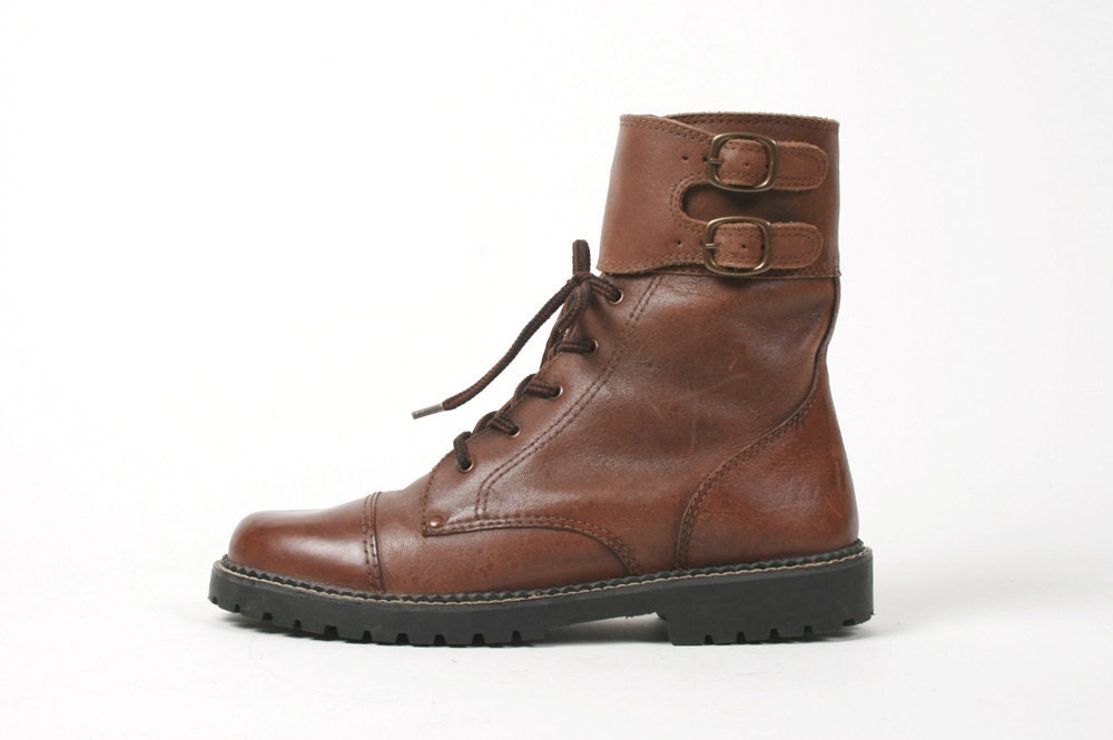 Vtg. Brown Leather Lace Up Boots with by abuckandabrokensmoke