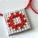 Embroidered urban necklace. Square red metal foil City style OOAK