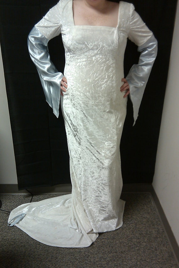 white velvet gown