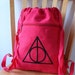 Red Deathly Hallows Backpack Harry Potter Canvas Screen Printed