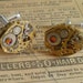 Steampunk Vintage Textured Sandoz Watch Movement Cufflinks in Bright Brass