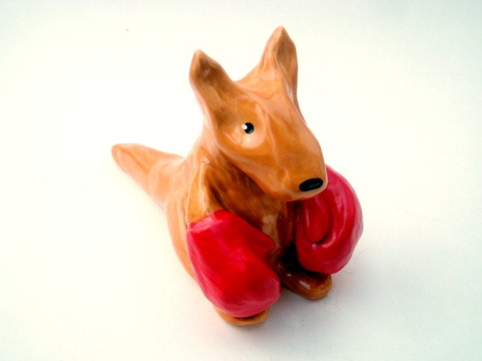 Items similar to Cute Kangaroo Boxer with Gloves Clay Sculpture on Etsy