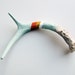 Seafoam, Orange, Yellow and White Striped Painted Antler - Extra Small