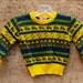 80s kids SWEATER yellow & green all over southwest print
