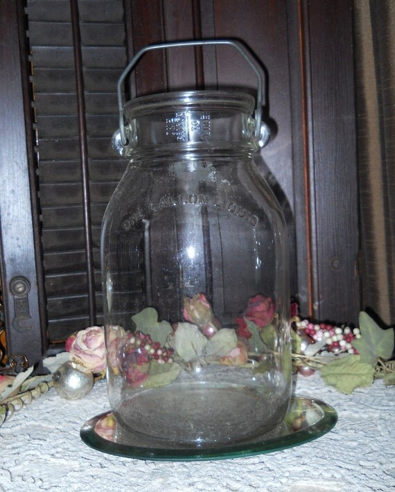 Vintage 1940's 50's Glass One Gallon Milk Jug With