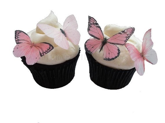 24 Edible Butterflies Light Pink Edible Butterfly Cupcake