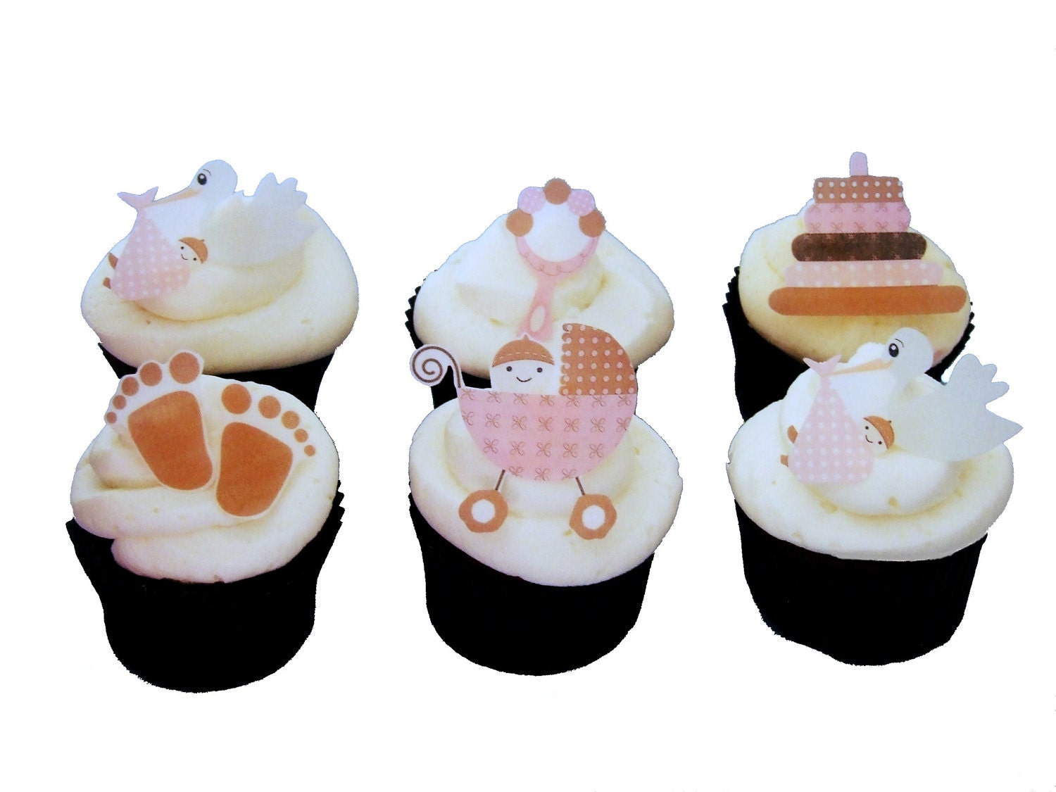 dresses shower vintage baby BABY Edible by Toppers incrEDIBLEtoppers SHOWER Cupcake Stork