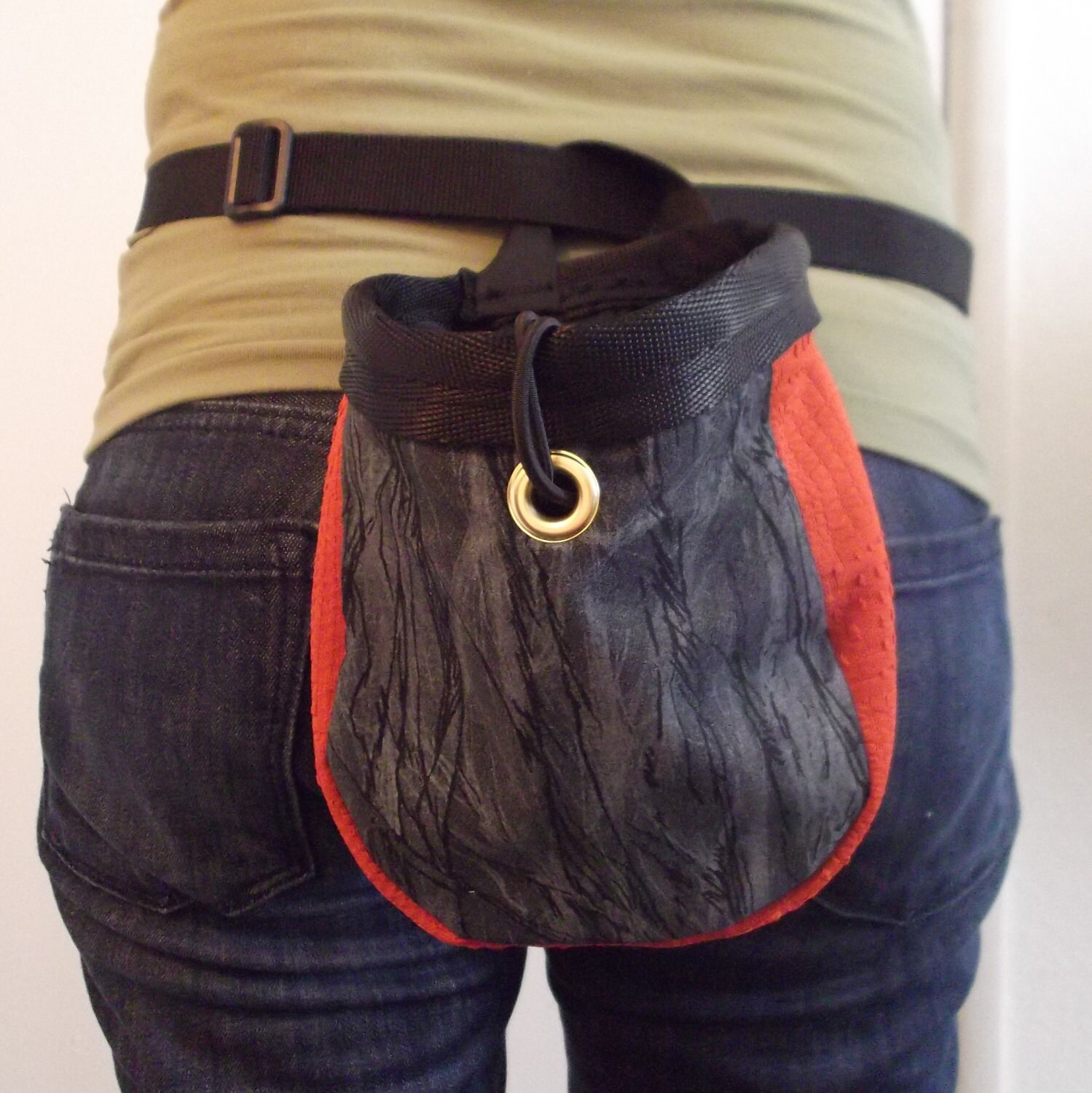 Orange Forest a rock climbing chalk bag by DirtyBee on Etsy