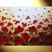 Original Abstract Oil Painting on Canvas, Modern Textured Painting, Autumn Red Poppies ,Floral, Palette Knife Painting, 24x36" by Christine