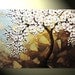 Original Abstract Tree Painting, Textured Tree of Life, Abstract Floral Painting, White Flowers, Blue Brown, Palette Knife 36x24" Christine