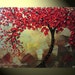 Original Abstract Tree Painting, Textured Red Tree of Life, Abstract Floral Painting, Red Maple, Blue Brown, Palette Knife 36x24" Christine