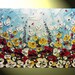 Original Abstract Textured Painting Modern Red Poppies Landscape Flowers Floral Wildflowers Autumn Blue Palette Knife 24x36" -Christine