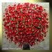 Original Abstract Palette Knife Painting, Red Flower Bouquet, Textured, Crimson Red, Beige, Blossoms Vase, Modern Art 24x24" -Christine