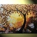 Original Abstract Tree Painting, Gold Tree of Life, Textured Palette Knife Painting, Blue Brown, Metallic Bronze Gold, 36x24" Christine