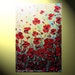 Original Abstract Textured Painting, Red Poppy, Palette Knife, Poppies Blossoms Vertical Floral, Red Flower, Blue Gold 36x24" -Christine