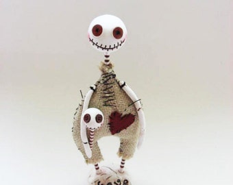 Halloween Doll - Skeleton Doll - Button Eyed Doll - Made To Order