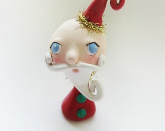 Whimsical Santa - Miniature Santa Doll - Paper Clay Sculpted - Christmas Santa - Made to Order