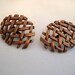 Basket Weave Oval Metal Earrings Pierced 1960's