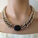 Thick Silver Choker Chain Black Stone Vintage