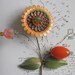 Sunny Sunflower With Buds And Leaf