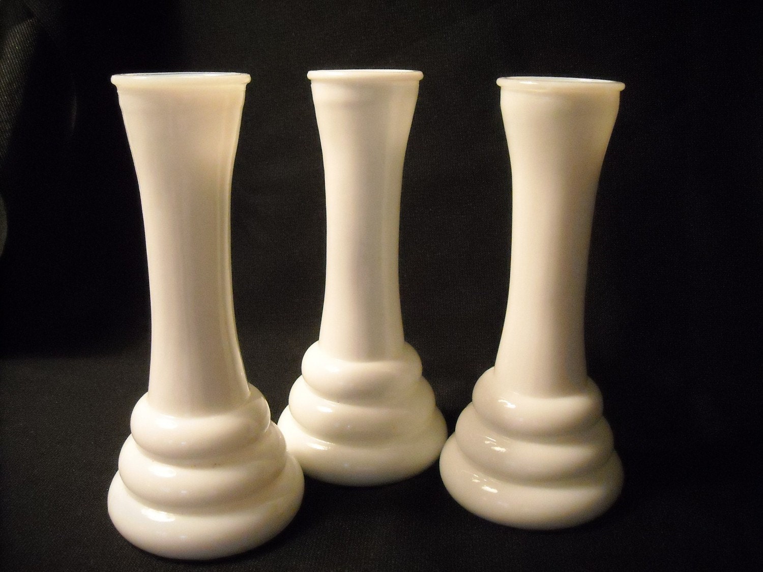 Vintage milk glass 6 vases set of 3