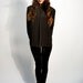 SALE SALE Vintage Black Pleated Embroidered Long Sleeve Button Down Blouse