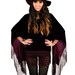 SALE 30% OFF-Gypsy Dark Plum Velvet Fringed Oversized Bell Sleeve Kimono Pull Over Blouse