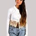 Vintage 90s Crochet Ribbed Long Sleeve Cropped Top