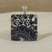 1 inch square tile black and white floral print glass pendant