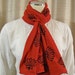 Tomato red 100% organic cotton jersey hand block printed scarf lotus flower wrap stretchy