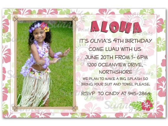 Luau photo insert party invitations Il_570xn