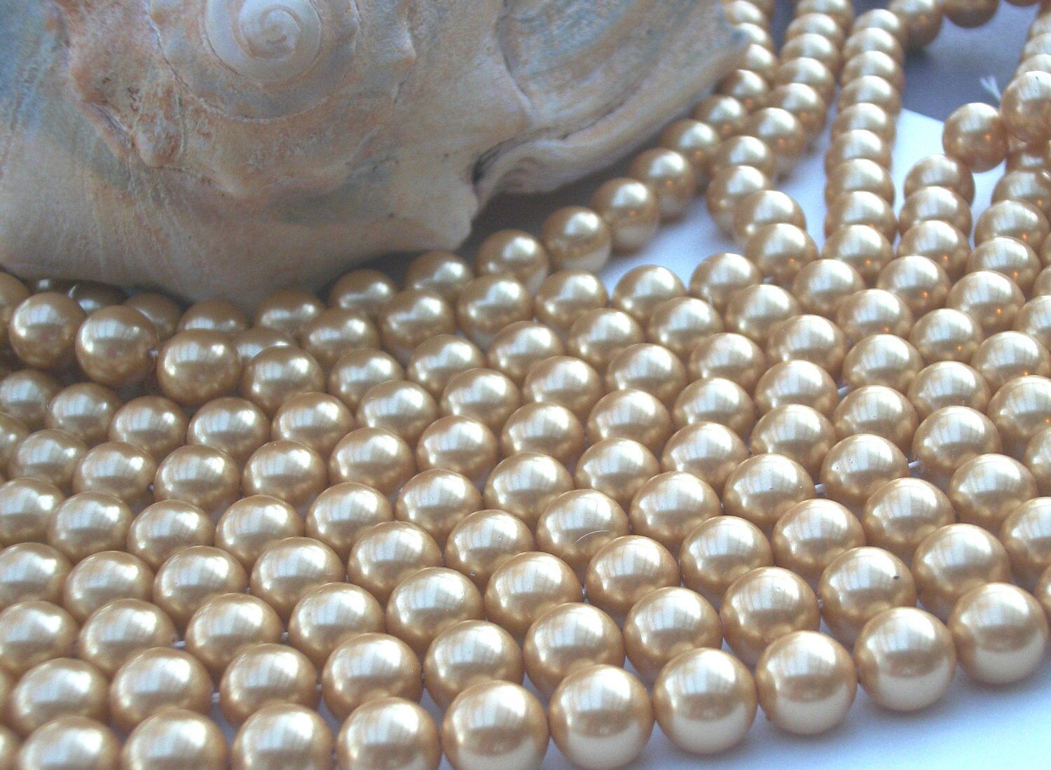 Gold South Sea Shell Pearl 8 mm round full by AmberAngelRocks