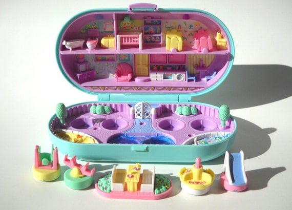 Vintage Polly Pocket Compact Babysitting Stamper Set 1992