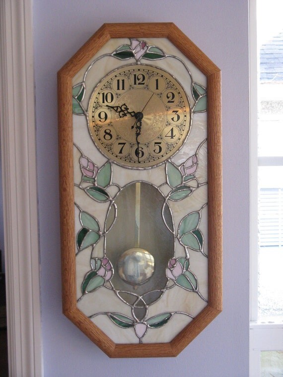 Stained glass pendulum clock