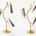 Mid century modern lamp, 27" tall,unique, three shades,maple switches,ball and socket,retro,atomic table lamp beauty