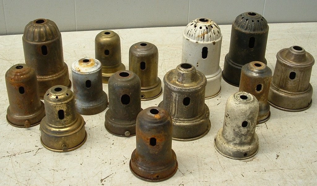 Old Rusty Lamp Parts Socket Cups Steampunk Assembledge 14