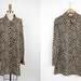 Vintage 90s Blouse / Over-sized Button Up Top / Cheetah Print Top