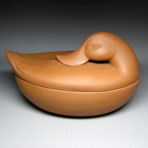 vintage M. Smith pottery duck clay baker SWAN ISLAND DESIGNS