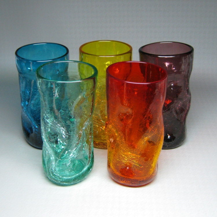 Crackle Glass Drinking Glasses